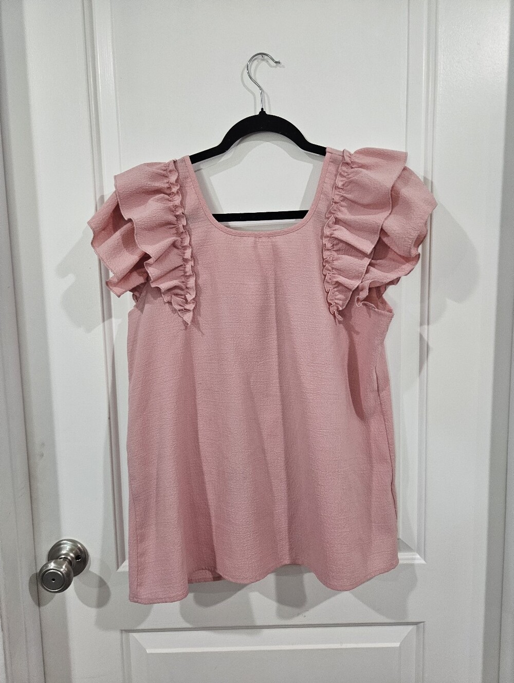 Pink Ruffled Sleeve Blouse